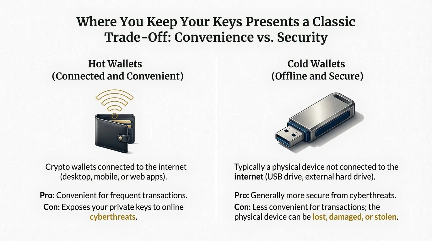 Hot and Cold crypto wallets